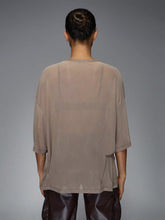 Logo Label Mesh Drop Shoulder Oversized Tee